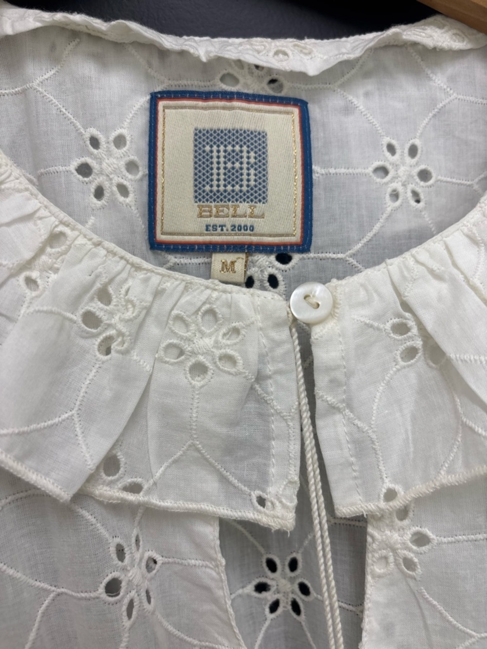 Alicia Bell Eyelet Dress medium White Boho Cottagecore Mini Ruffle Tiered - Picture 5 of 11